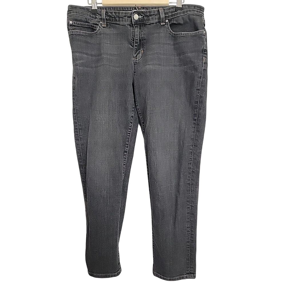 Eileen‎ Fisher Womens Jeans BLACK SZ 14 Straight Leg Organic Cotton Stretch EUC